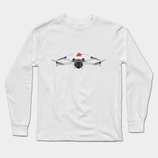 Festive DJI Mini 3 Pro with Santa hat Long Sleeve T-Shirt